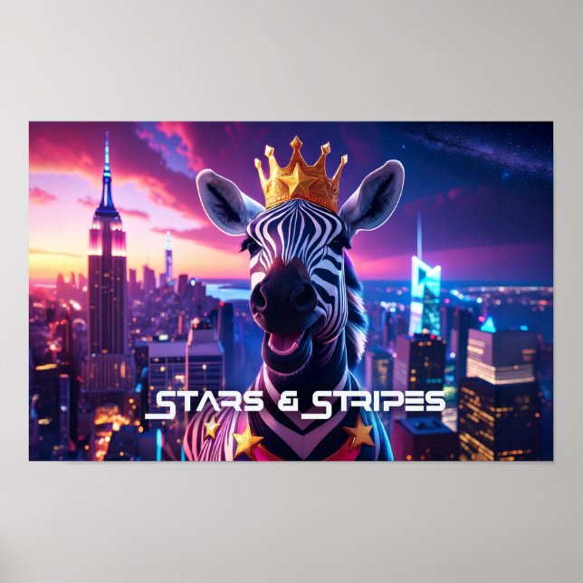 Poster Estrelas E Stripes Zebra Zanzibar (Frente)