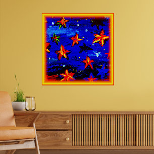 Poster Estrelas Laranja Brilhantes. Comprar Agora