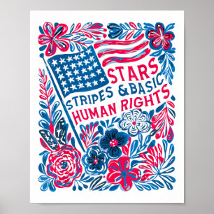 Poster Estrelas Listras Direitos Humanos 4 De Julho Flora
