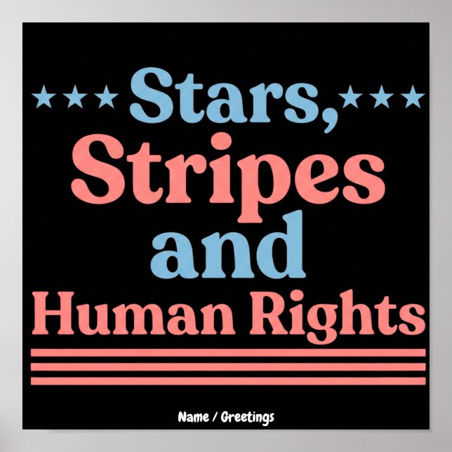 Poster Estrelas Listras e Direitos Humanos Retro Feminist (Frente)