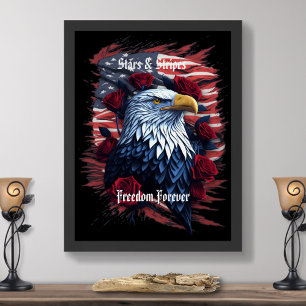 Poster Estrelas Listras Liberdade Águia Bandeira American