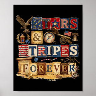 Poster Estrelas Listras Para Sempre Patriótico Americano