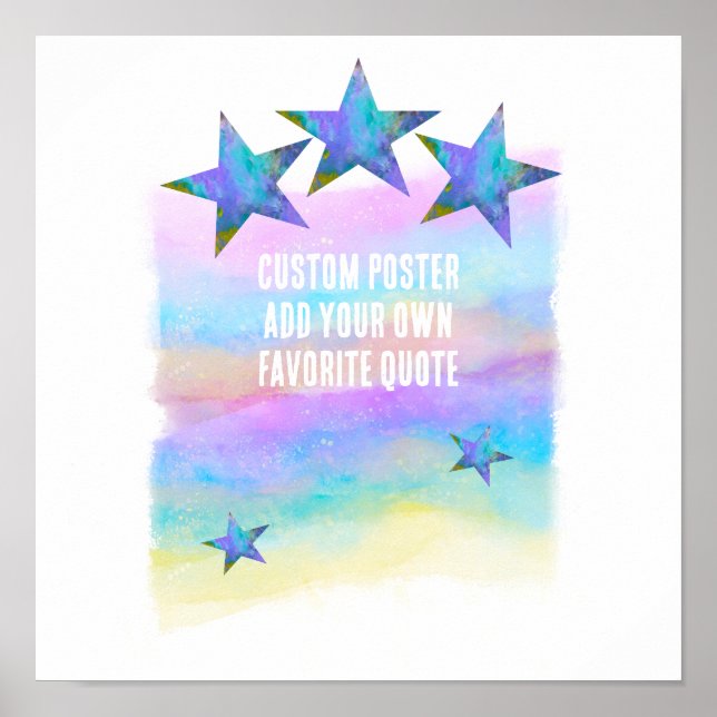 Poster estrelas na arte pastel de aquarela adiciona seu p (Frente)