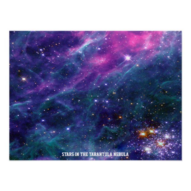 Póster Estrelas na Nebulosa Tarântula Tom Azul (Frente)