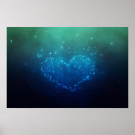 Poster Estrelas Noturnas em Forma de Coração
