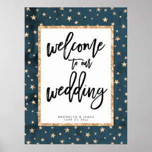 Poster Estrelas ouros Bem-Vindas À Nossa Sinal De Casamen