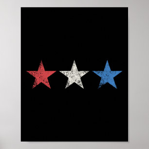 Poster Estrelas Vermelhas Brancas e Azuis do Dia 4 de Jul