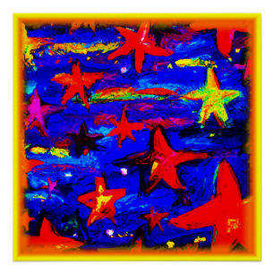 Póster Estrelas Vermelhas Coloridas. Comprar Agora