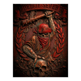 Póster Estrelas Vermelhas de Belgrado Ultras Hooligan Em 