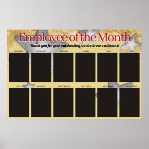 Poster estrelos funcionário da exibição de fotos do mês