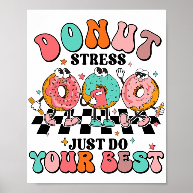 Poster Estresse Apenas Faça Seu Melhor Teste Retro Profes (Frente)