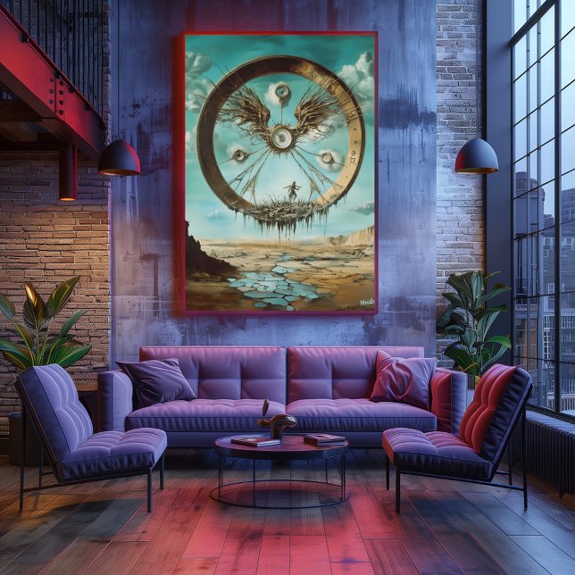 Poster Estrutura Circular Flutuante Surreal com Abstrato (Criador carregado)