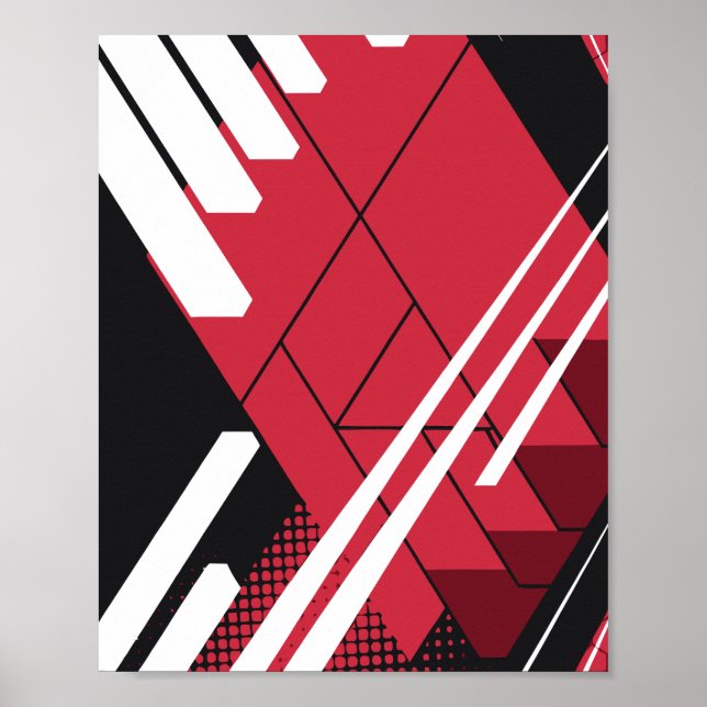 Poster Estrutura Geométrica Vermelha com Profundidade Som (Frente)
