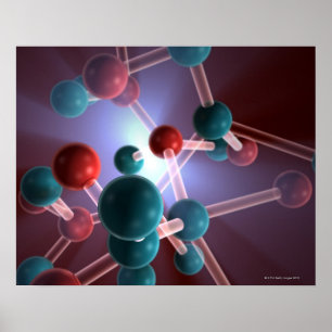 Póster Estrutura molecular da cafeína.
