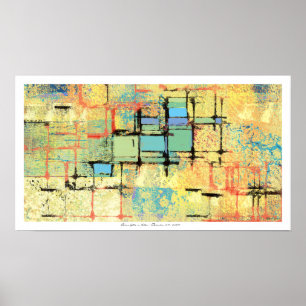 Póster Estrutura verde na pintura do abstrato do amarelo