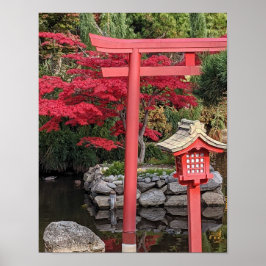 Poster Estruturas de Jardim Japonês e Folhas de Bordo Ver