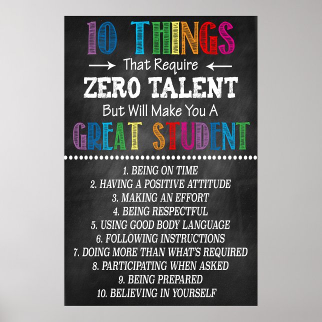 Poster Estudante de excelente com sala de aula imprimível (Frente)