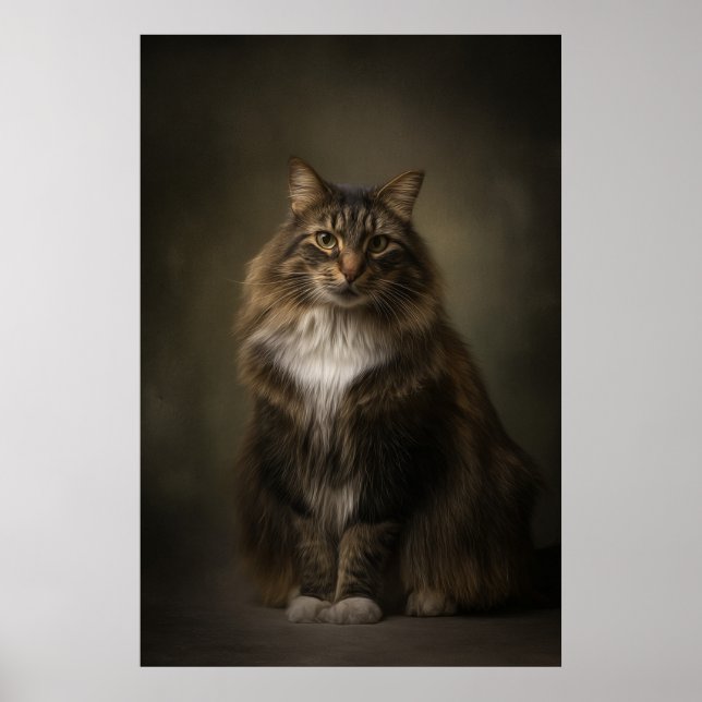 Poster Estúdio de Gato Elegante em retrato (Frente)