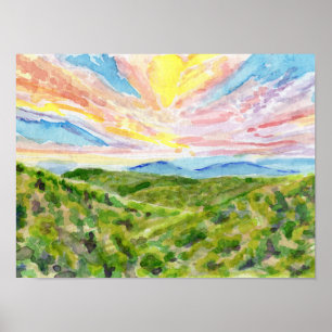 Poster Estudo 1 do Pôr do Sol Blue Ridge