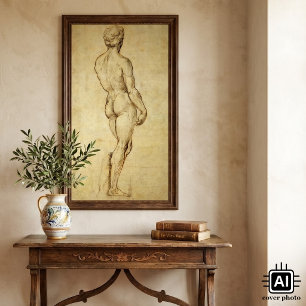 Póster Estudo da estátua David de Michelangelo por Raphae