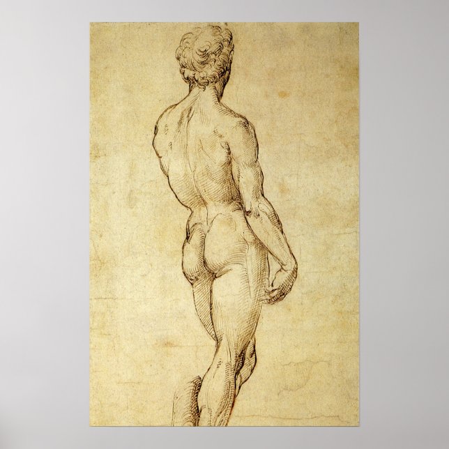 Póster Estudo da estátua de Davi de Michelangelo por Rafa (Frente)