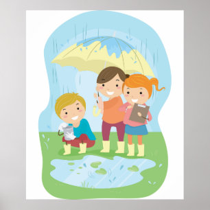 Poster Estudo da Natureza e Ciência para Crianças na Chuv