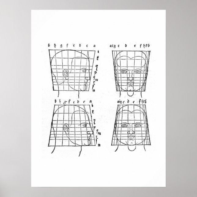 Poster Estudo das proporções humanas de Albrecht Dürer (Frente)