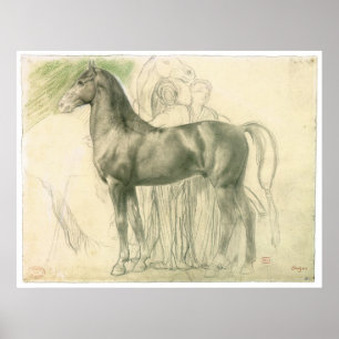 Póster Estudo de Cavalo com Números, c.1861 Edgar Degas
