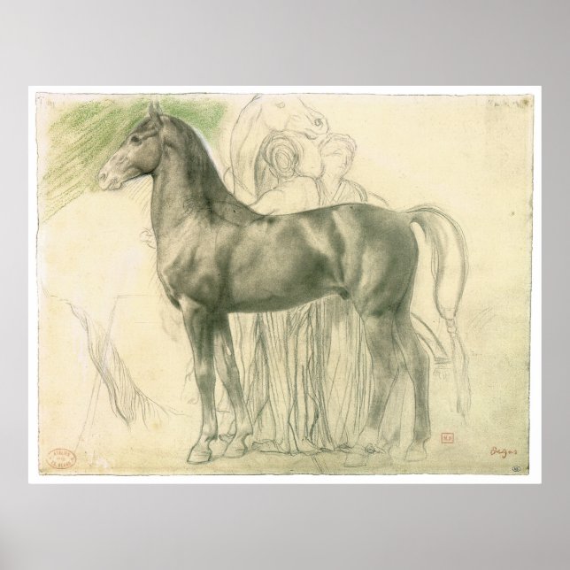 Póster Estudo de Cavalo com Números, c.1861 Edgar Degas (Frente)