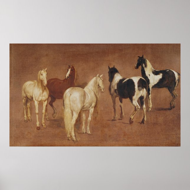 Póster Estudo de Cinco Cavalos (Frente)