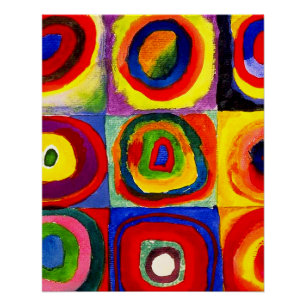 Póster Estudo de cor de Kandinsky Quadrados Círculos Arte