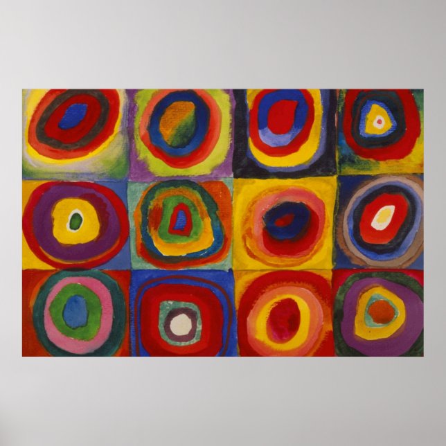 Póster Estudo de Cores de Kandinsky de Formas e Círculos (Frente)