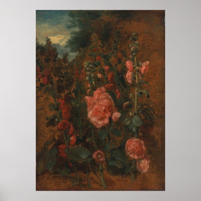 Poster Estudo de Hollyhocks - John Constable (Frente)