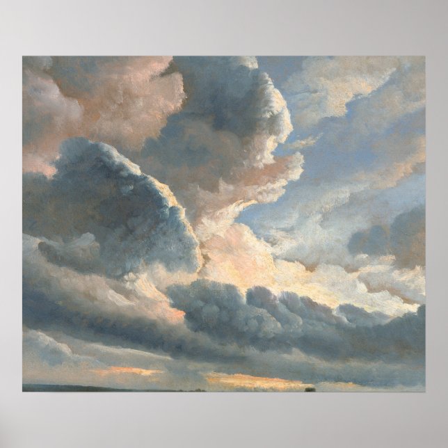 Poster Estudo de Nuvens com um Pôr do Sol perto de Roma (Frente)