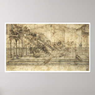 Póster Estudo de Perspectiva "Adoration of Magi", Da Vinc