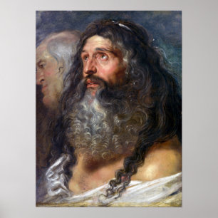 Poster Estudo de Peter Paul Rubens de Duas Cabeças