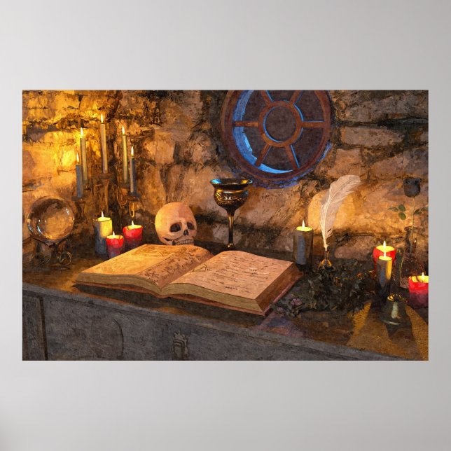 Poster Estudo de um Feiticeiro de Fantasia Medieval (Frente)