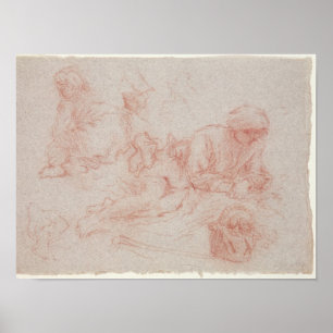 Póster Estudo de um homem de reclinação