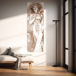 Poster Estudo do Red Crayon Mulher Alphonse Mucha Art Nou