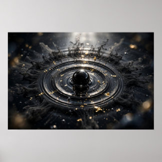 Poster Estudo em Anéis — Esfera de Vidro Preto, Folha de