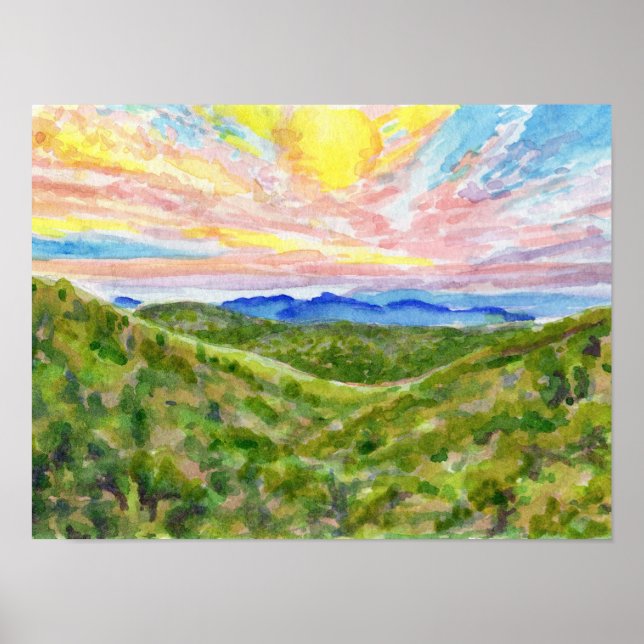 Poster Estudo em Aquarela Blue Ridge 2 (Frente)