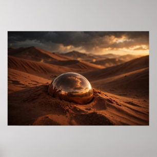 Poster Estudo em Cobre — Esfera Espelhada nas Dunas do De