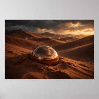 Poster Estudo em Cobre — Esfera Espelhada nas Dunas do De