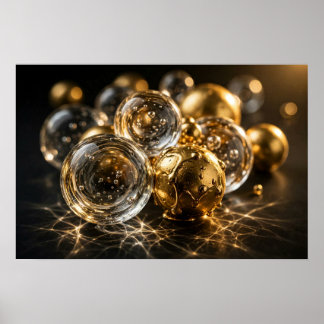 Poster Estudo em Profundidade — Orbes de Vidro e Ouro em