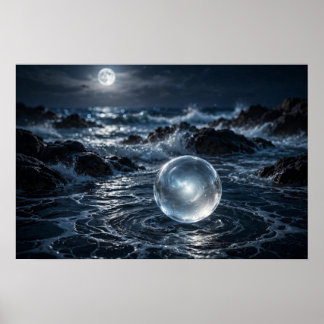 Poster Estudo na Arrebentação — Esfera de Vidro, Oceano a