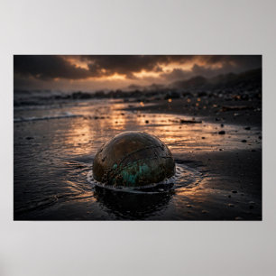 Poster Estudo na Maré — Esfera de Bronze, Areia Preta