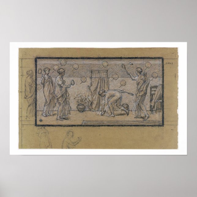 Póster Estudo para Battledore e Shuttlecock, c.1871 (chal (Frente)