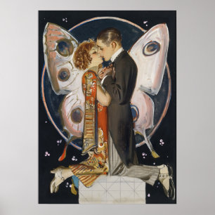 Poster Estudo para o Casal de borboletas - Art Déco