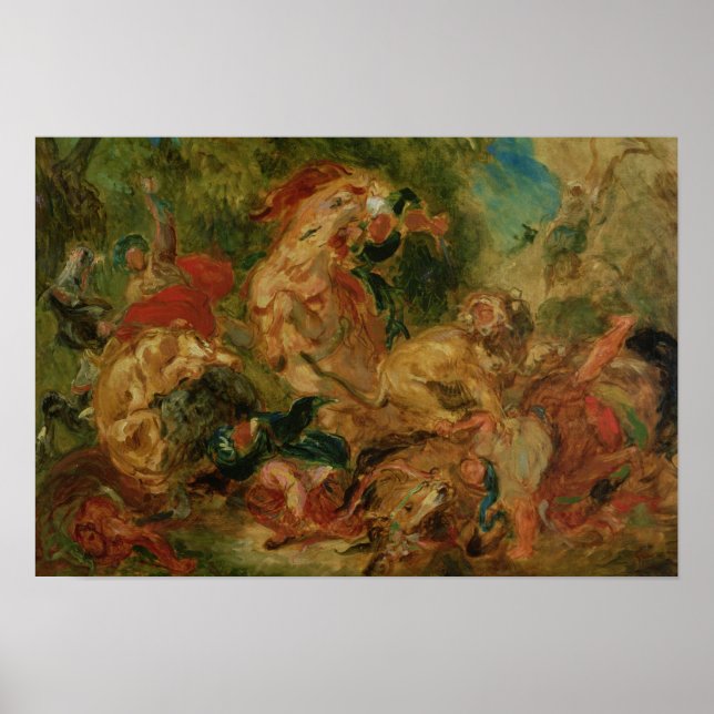 Poster Estudo para o Lion Hunt, 1854 (Frente)