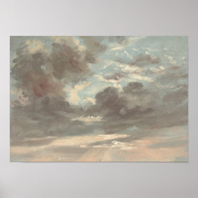 Poster Estudo sobre Nuvens: Stormy Sunset - Constable (Frente)
